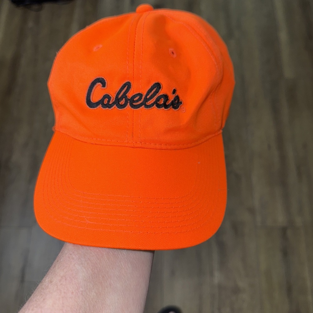 Cabela's orange hunting baseball hat adjustable